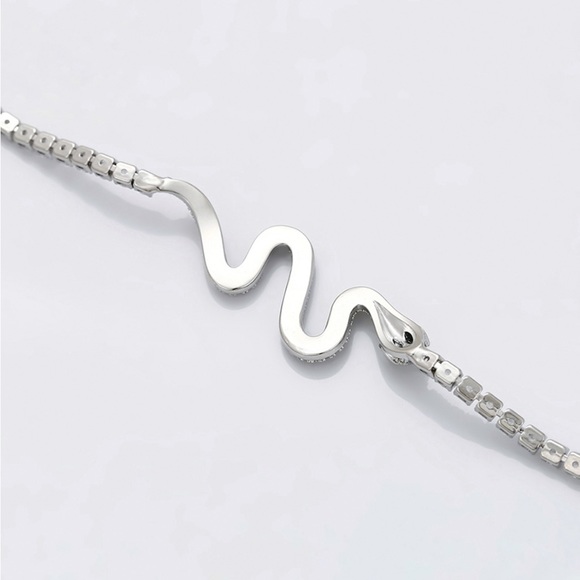 Snake Tennis Bracelet Platinum Plated | Luxury Silver Jewelry - Picture 5 of 11